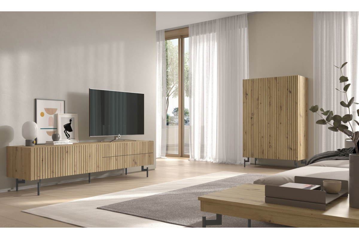 Mueble de TV de salón y aparador moderno de comedor Kazzano coleccióm New Royal 38