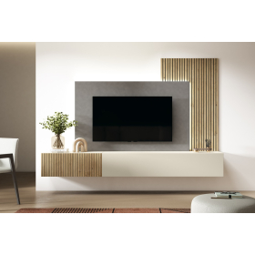 Mueble de televisión con panel de salón moderno de Bocubi Mobiliario colección Ilusion Day 14