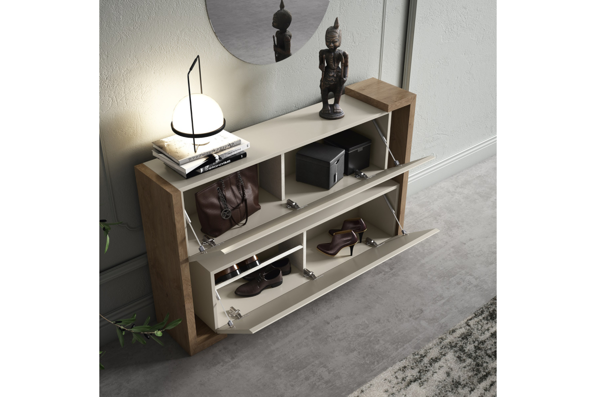 Detalle mueble recibidor zapatero moderno Bocubi Mobiliario Ilusion Brave 31A