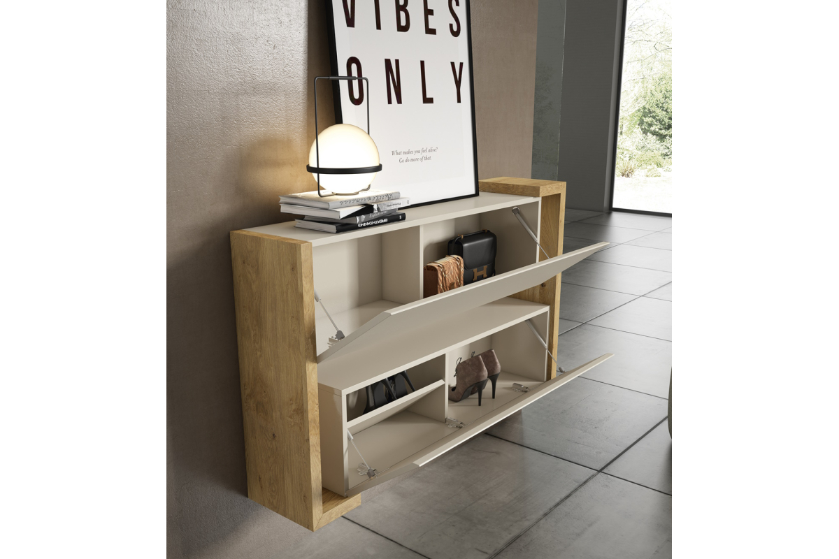 Detalle mueble recibidor zapatero moderno Bocubi Mobiliario Ilusion Brave 31