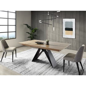 Mesa de comedor extensible y pata central metálica con diseño moderno modelo Anas de Indesan