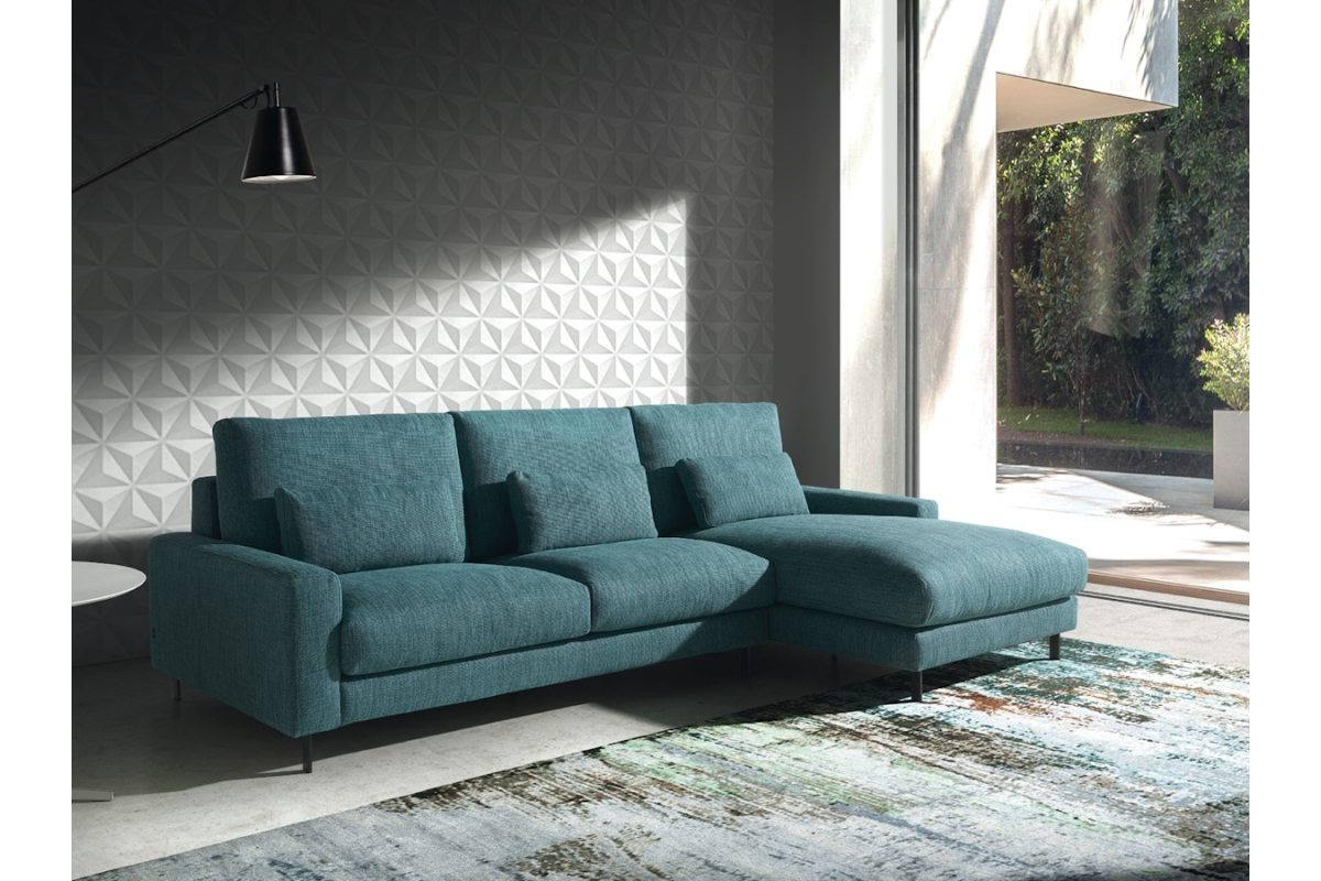 Sofá con chaiselongue moderno modelo Aereo con diseño minimalista y asientos fijos de Eneas by Xirivella