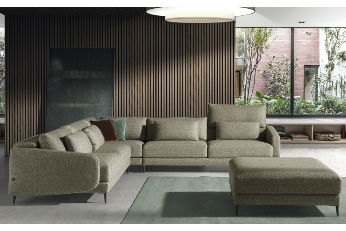 Sofá rinconera moderna modelo Venice con asientos fijos y con un diseño minimalista de Eneas by Xirivella