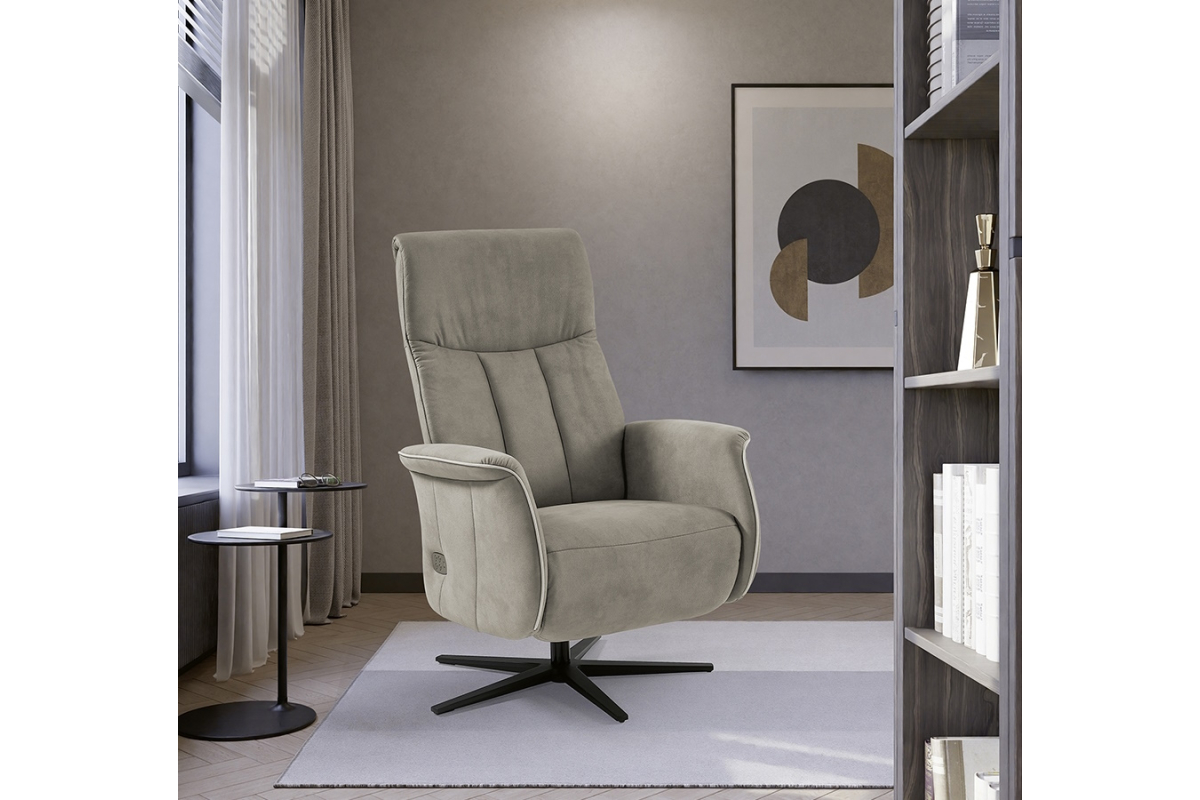 Sillón giratorio moderno de relax apertura manual o eléctrica modelo Gala con diseño minimalista de Mopal Tapizados