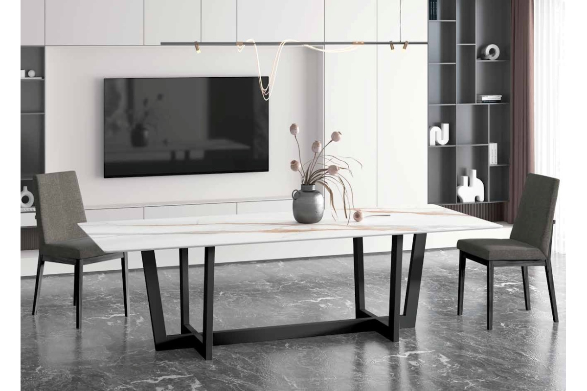 Mesa de comedor moderna con tapa porcelánico Deva con diseño minimalista Tadel Grup