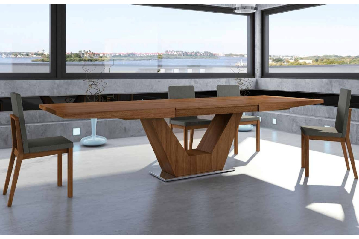 Mesa de comedor extensible de madera moderna modelo Verona con diseño elegante Tadel Grup