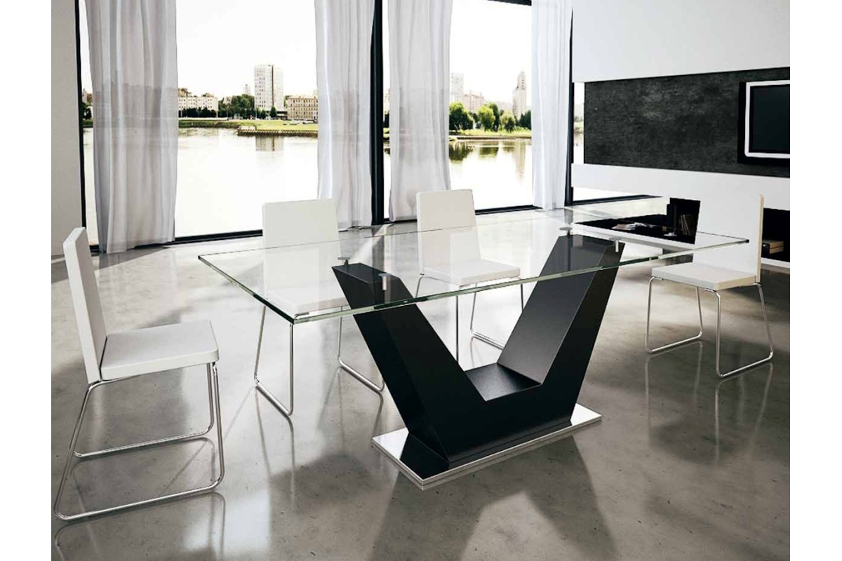 Mesa de comedor de cristal moderna modelo Verona con diseño elegante Tadel Grup